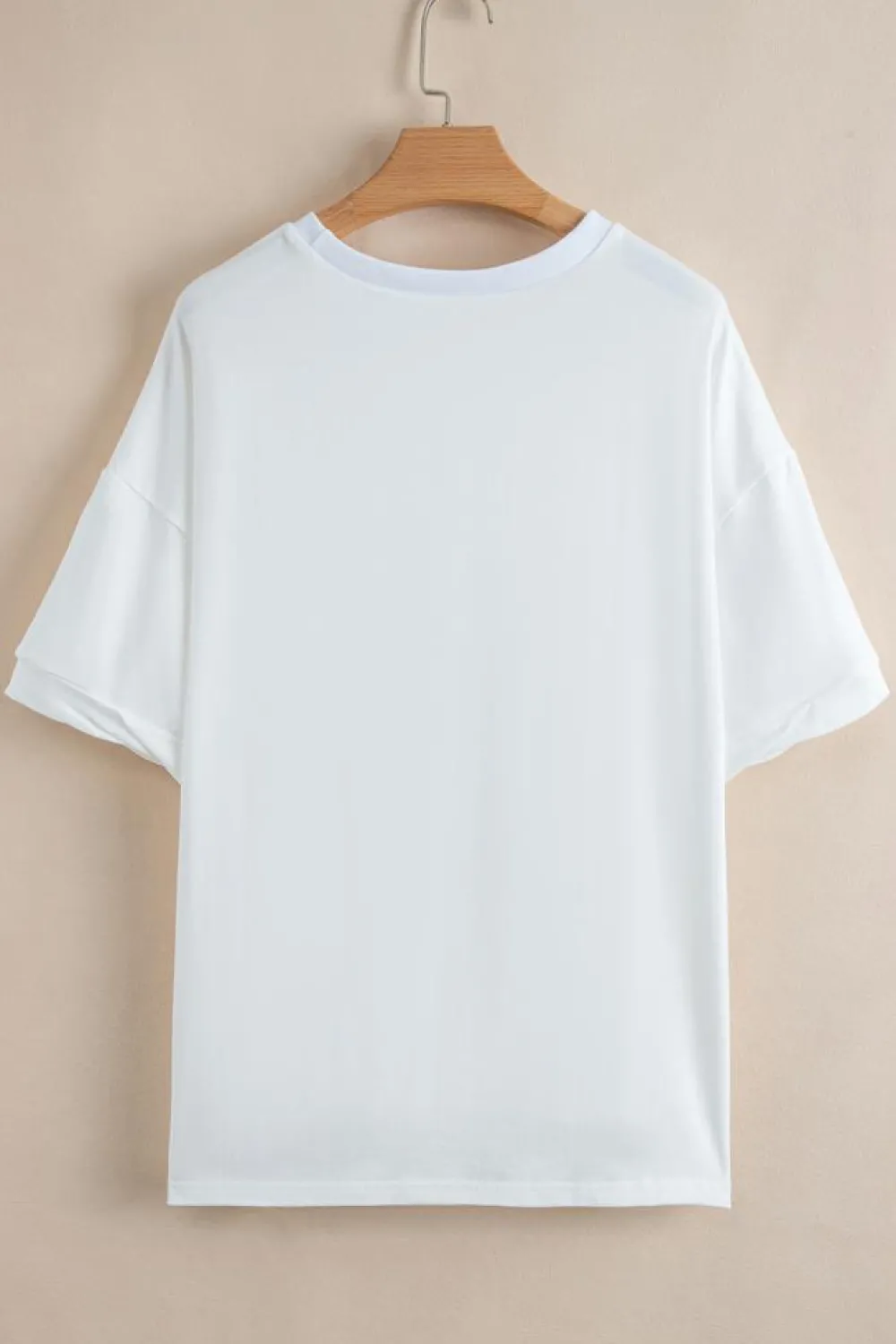 Online Dear-Lover Sequin USA Flag Balloon Puppy Graphic Drop Shoulder High Low Tee White