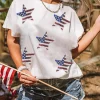 Discount Dear-Lover Sequined American Flag Star Graphic T Shirt White