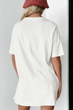 Discount Dear-Lover Sequined American Flag Crewneck Oversized Tee White