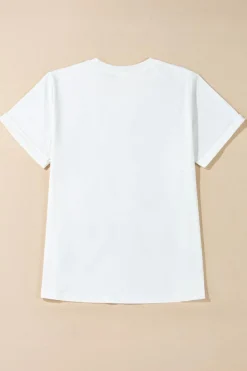 Hot Dear-Lover Sequined Rugby Football Graphic Cotton T Shirt White
