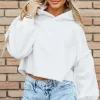 Discount Dear-Lover Sherpa Fleece Drop Shoulder Hoodie White
