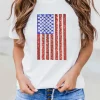 Discount Dear-Lover Shimmery Flag Graphic Tee White