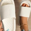 New Dear-Lover Simple Textured Thick Sole EVA Slippers White