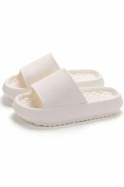 New Dear-Lover Simple Textured Thick Sole EVA Slippers White