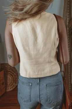 Online Dear-Lover Slim Fit Buttoned V Neck Vest White