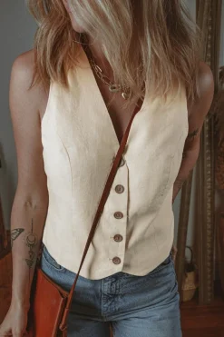 Online Dear-Lover Slim Fit Buttoned V Neck Vest White