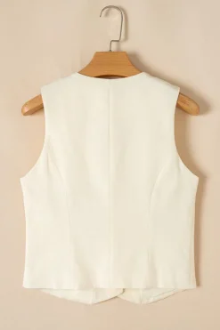 Online Dear-Lover Slim Fit Buttoned V Neck Vest White