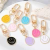 New Dear-Lover Smile Face Large Buckle Alloy Keychain White