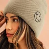 Outlet Dear-Lover Smiley Face Eaveless Beanie Hats White