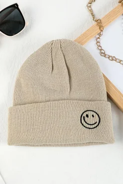 Outlet Dear-Lover Smiley Face Eaveless Beanie Hats White