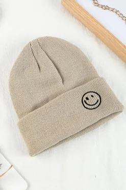 Outlet Dear-Lover Smiley Face Eaveless Beanie Hats White