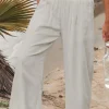 Sale Dear-Lover Smocked Wide Waistband High Waist Wide Leg Pants White