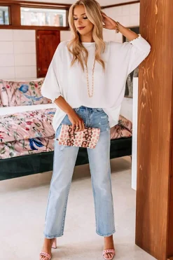 Hot Dear-Lover Smocked Wrist Shift Top White