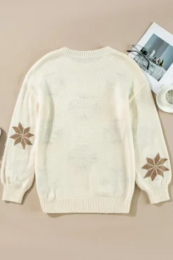 Outlet Dear-Lover Snowflake Christmas Tunic Sweater White