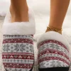 Online Dear-Lover Snowflake Pattern Knitted Plush Home Slippers White