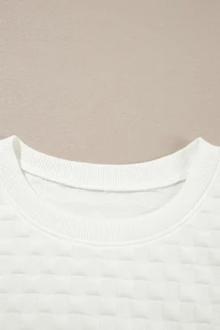Outlet Dear-Lover Solid Color Checkered Texture Short 2pcs Outfit White