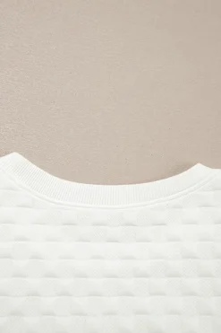 Outlet Dear-Lover Solid Color Checkered Texture Short 2pcs Outfit White