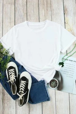 Best Dear-Lover Solid Color Crew Neck Tee White