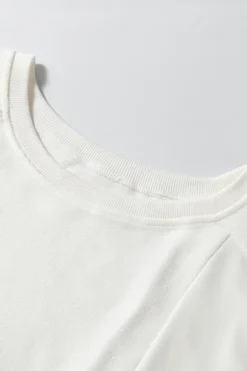 Best Dear-Lover Solid Color Patchwork Drop Shoulder Baggy Sweatshirt White