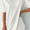 Hot Dear-Lover Solid Color Round Neck Basic Tunic T Shirt White