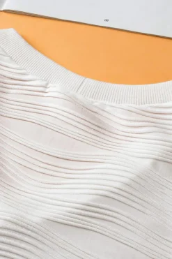 Best Dear-Lover Solid Color Textured V Neck Short Sleeve Top White