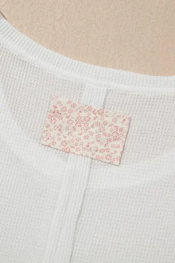 Outlet Dear-Lover Solid Color Waffle Knit Half Buttons Tank Top White