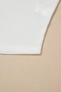 Outlet Dear-Lover Solid Color Waffle Knit Half Buttons Tank Top White
