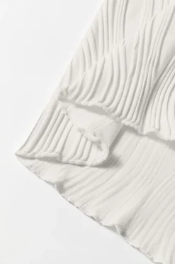 Best Dear-Lover Solid Color Wavy Textured Round Neck Tank Top White