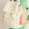 Online Dear-Lover Solid Flapped Quilted Puffer Backpack White