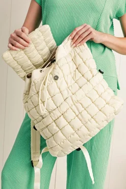 Online Dear-Lover Solid Flapped Quilted Puffer Backpack White