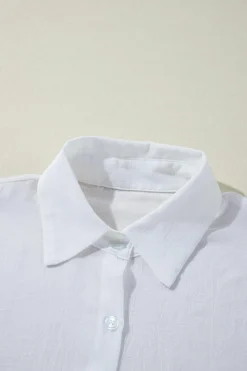 Discount Dear-Lover Solid Knotted Front Loose Fit Sheer Shirt White