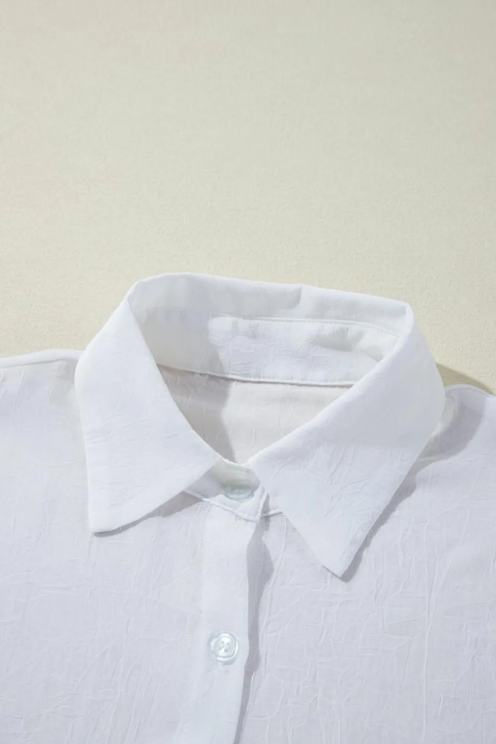 Discount Dear-Lover Solid Knotted Front Loose Fit Sheer Shirt White