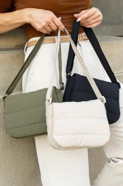 Discount Dear-Lover Solid Minimalist Foldover Puffer Crossbody Bag White