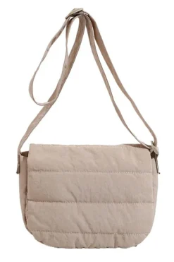 Discount Dear-Lover Solid Minimalist Foldover Puffer Crossbody Bag White