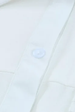 Hot Dear-Lover Solid Pocket Long Sleeve Button-up Shirt White