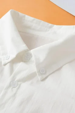 New Dear-Lover Solid Puff Short Sleeve Shirt White
