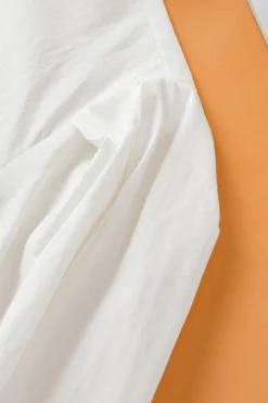 New Dear-Lover Solid Puff Short Sleeve Shirt White