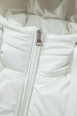 Outlet Dear-Lover Solid Quilted Hooded Zip Up Puffer Coat White