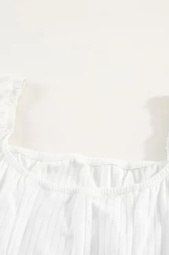 New Dear-Lover Solid Swiss Dot Ribbed Puff Sleeve Bodysuit White