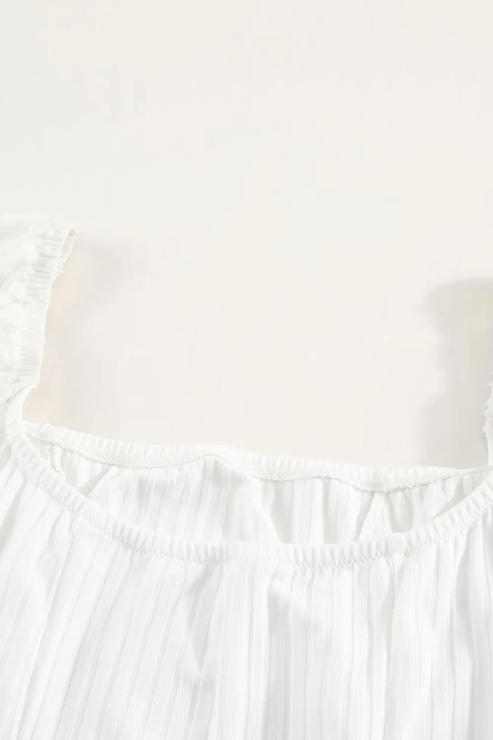 New Dear-Lover Solid Swiss Dot Ribbed Puff Sleeve Bodysuit White