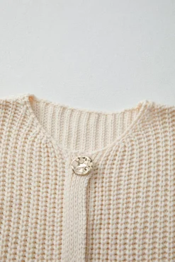 Discount Dear-Lover Solid Textured Knit Side Pockets Buttoned Sweater Vest White