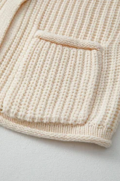 Discount Dear-Lover Solid Textured Knit Side Pockets Buttoned Sweater Vest White