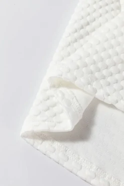 Fashion Dear-Lover Solid Textured O Neck Puff Sleeve Blouse White