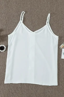 Sale Dear-Lover Spaghetti Strap Buttoned Tank Top White