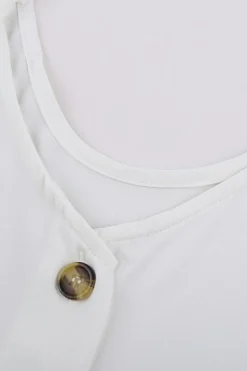 Sale Dear-Lover Spaghetti Strap Buttoned Tank Top White