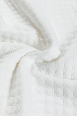 Online Dear-Lover Split Neck Quilted Long Sleeve Top White