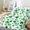 Discount Dear-Lover St. Patrick Clover Print Nap Blanket 130*150cm White