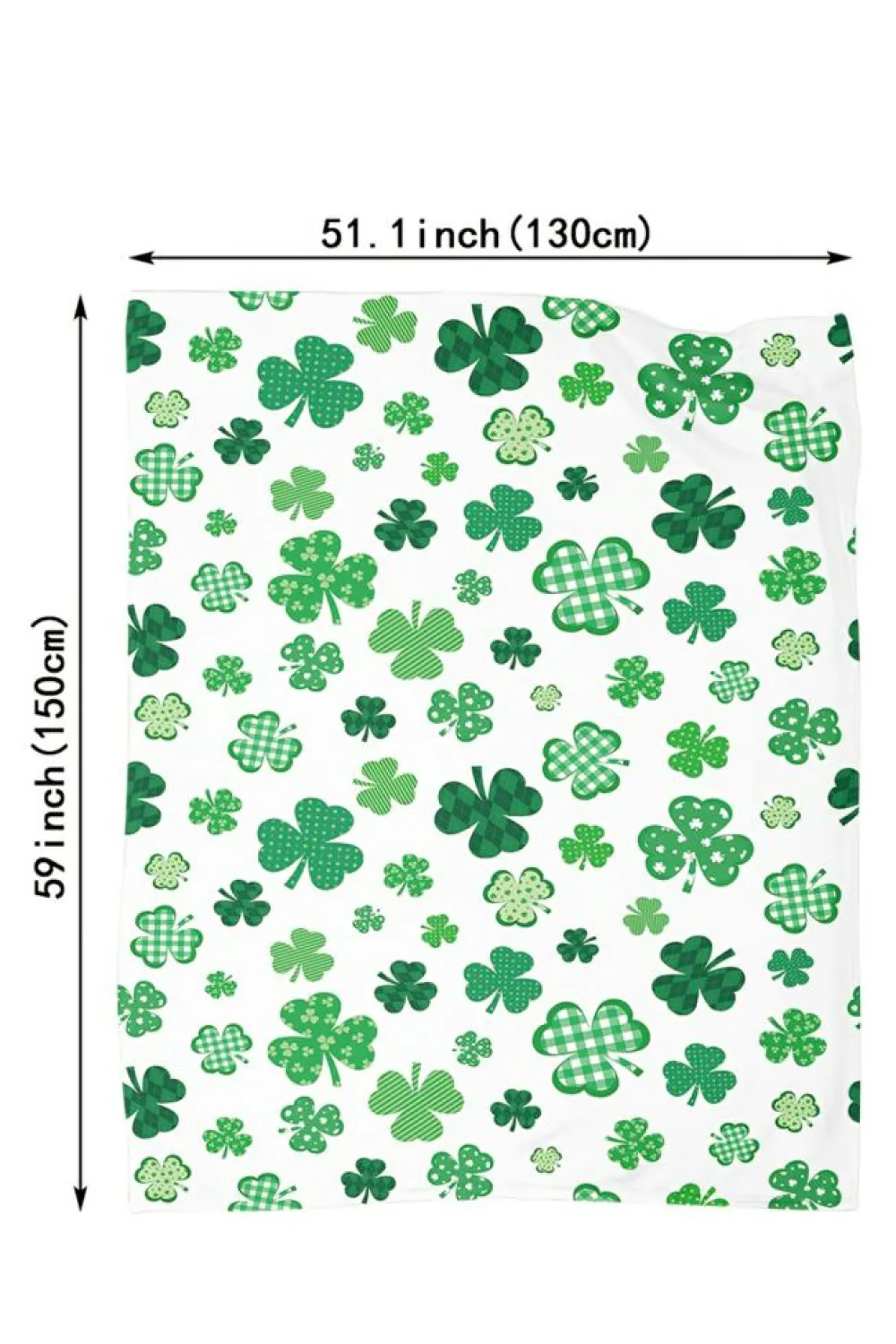 Discount Dear-Lover St. Patrick Clover Print Nap Blanket 130*150cm White