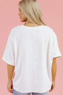 Clearance Dear-Lover St Patrick Lucky Clover Sequin Graphic T Shirt White