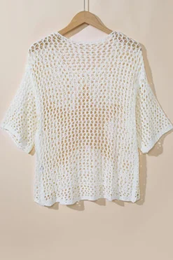Outlet Dear-Lover Star Graphic Crochet Knitted Summer Sweater Top White